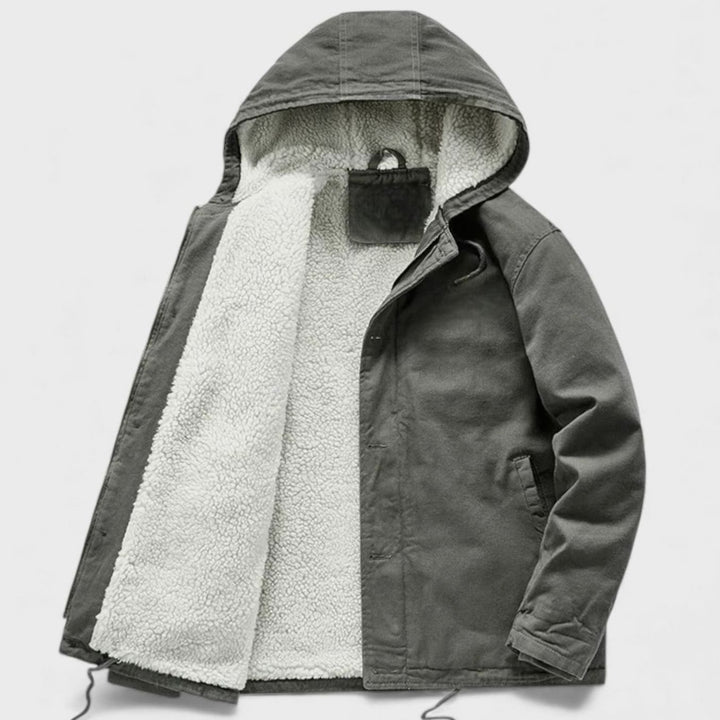 Heren Sherpa-gevoerde Winterjas met Capuchon Knopen