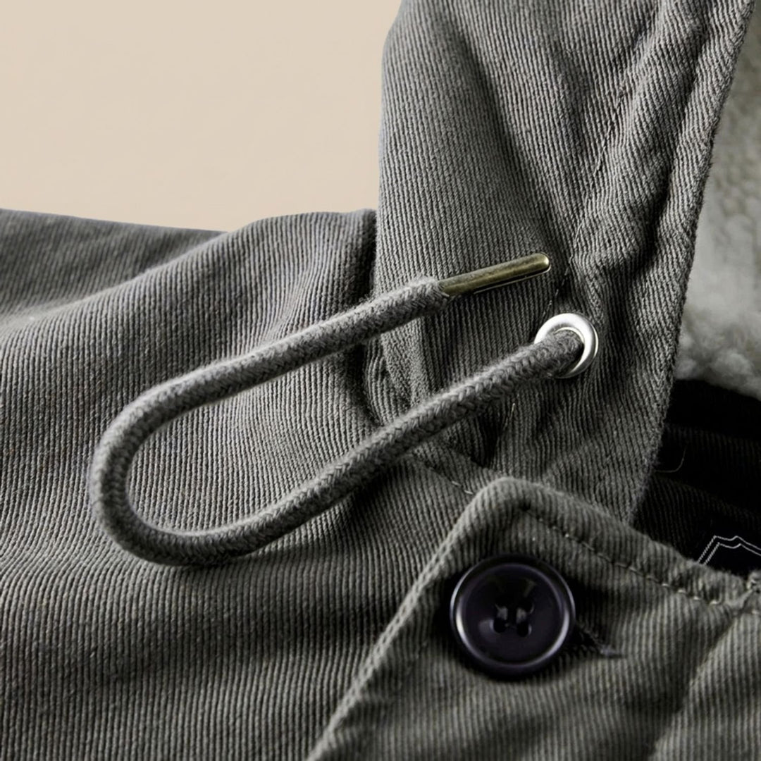 Heren Sherpa-gevoerde Winterjas met Capuchon Knopen