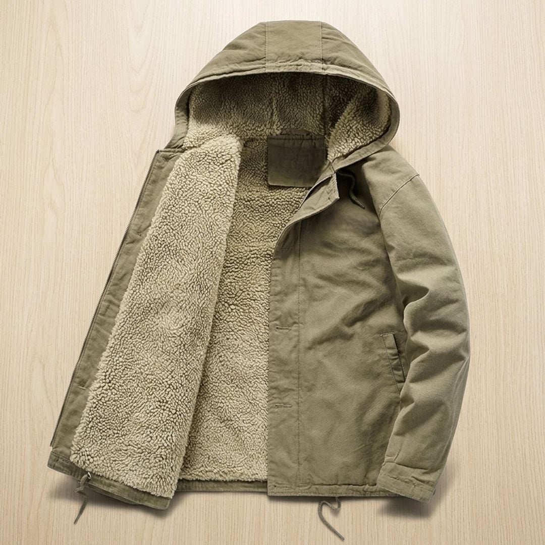 Heren Sherpa-gevoerde Winterjas met Capuchon Knopen