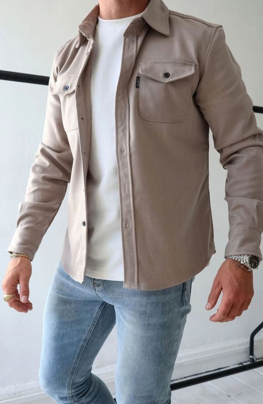 Heren Shirtjac Lichtgewicht Overshirt met Borstzakken - Donkerrood
