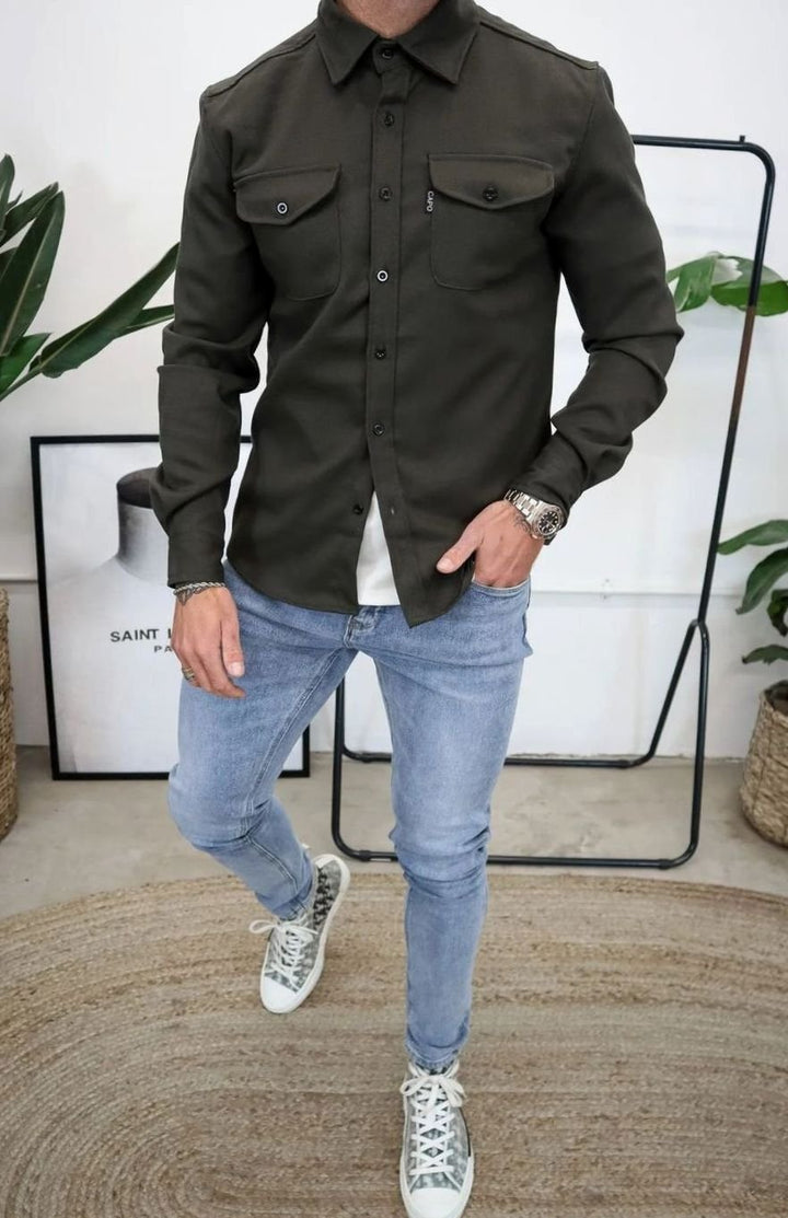 Heren Shirtjac Lichtgewicht Overshirt met Borstzakken - Groen