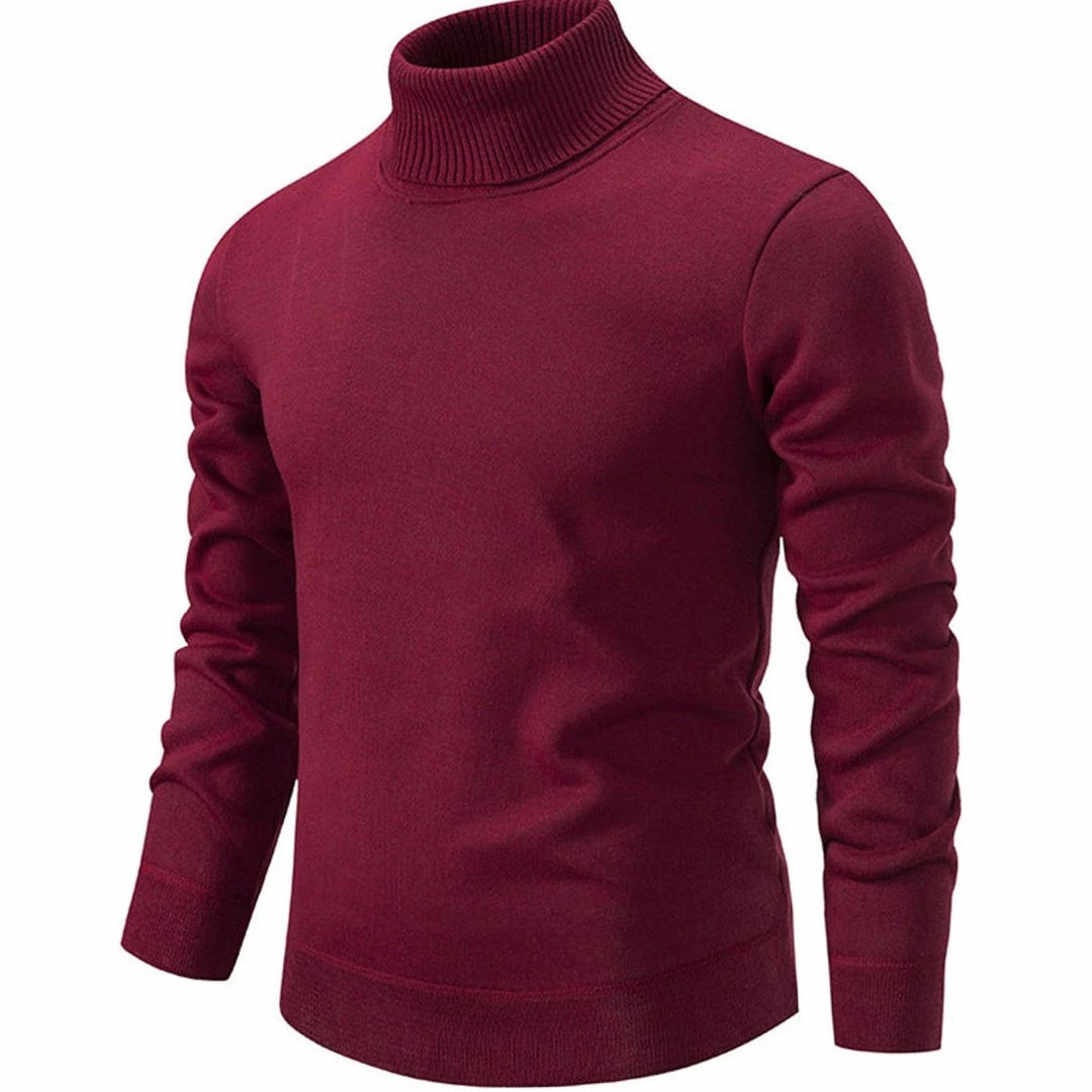 Heren Slanke Rolkraag Fijngebreide Pullover Geribbelde Boorden - Donkergrijs