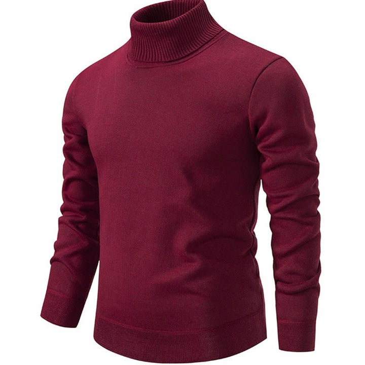 Heren Slanke Rolkraag Fijngebreide Pullover Geribbelde Boorden - Donkergrijs
