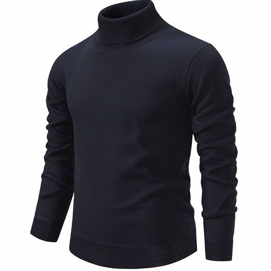 Heren Slanke Rolkraag Fijngebreide Pullover Geribbelde Boorden