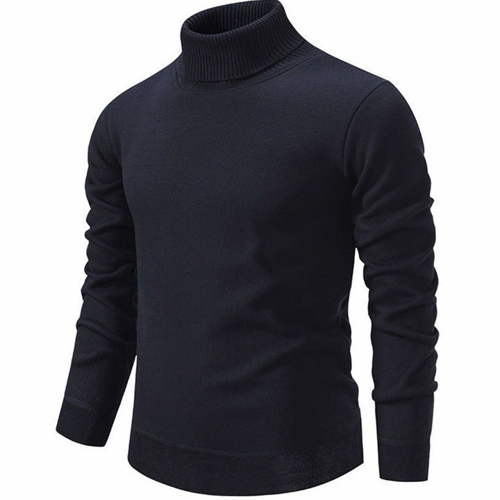 Heren Slanke Rolkraag Fijngebreide Pullover Geribbelde Boorden