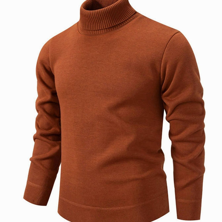 Heren Slanke Rolkraag Fijngebreide Pullover Geribbelde Boorden