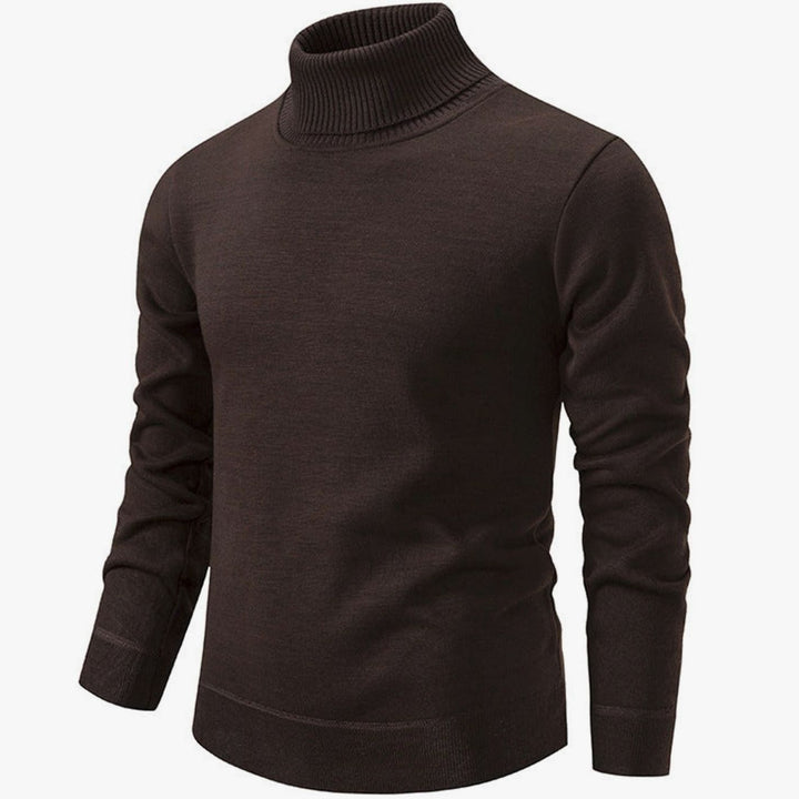 Heren Slanke Rolkraag Fijngebreide Pullover Geribbelde Boorden