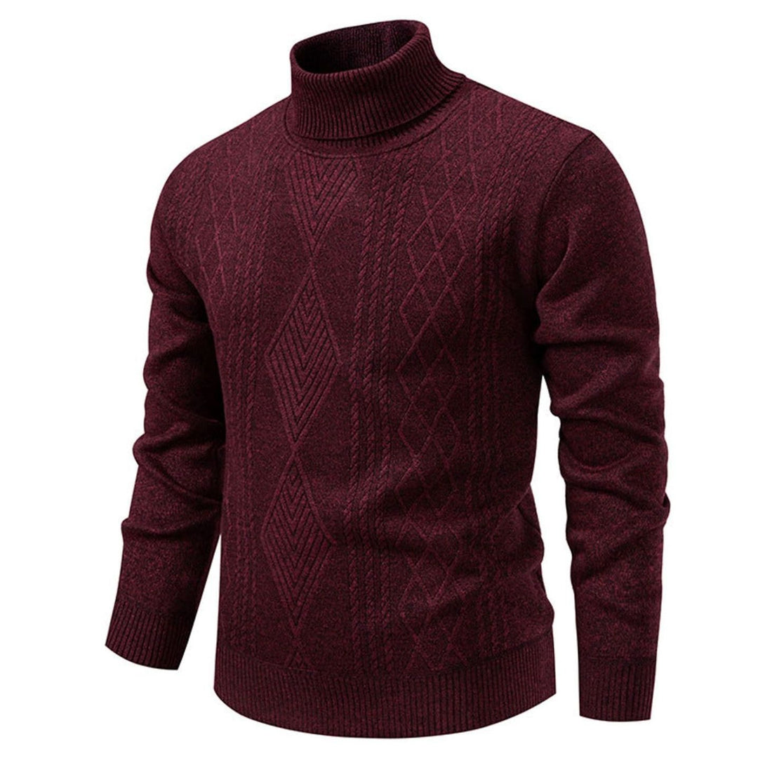 Heren Slanke Rolkraag Kabelgebreide Pullover