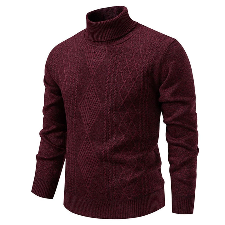 Heren Slanke Rolkraag Kabelgebreide Pullover