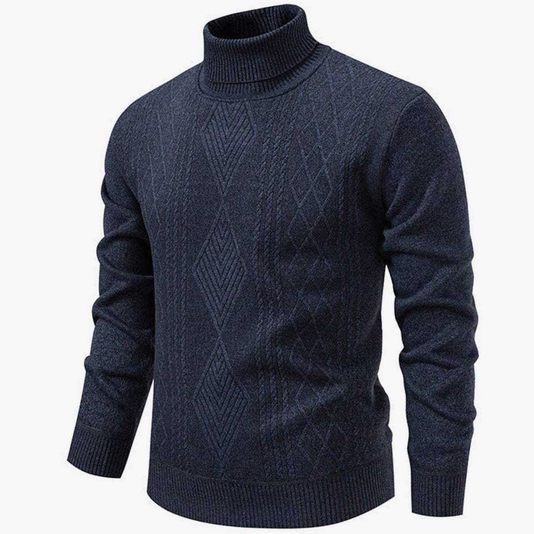 Heren Slanke Rolkraag Kabelgebreide Pullover