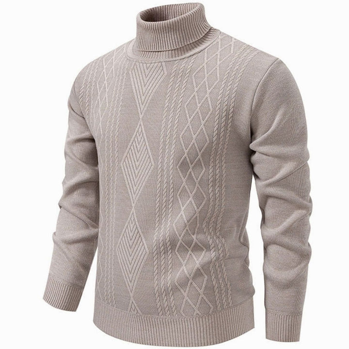 Heren Slanke Rolkraag Kabelgebreide Pullover