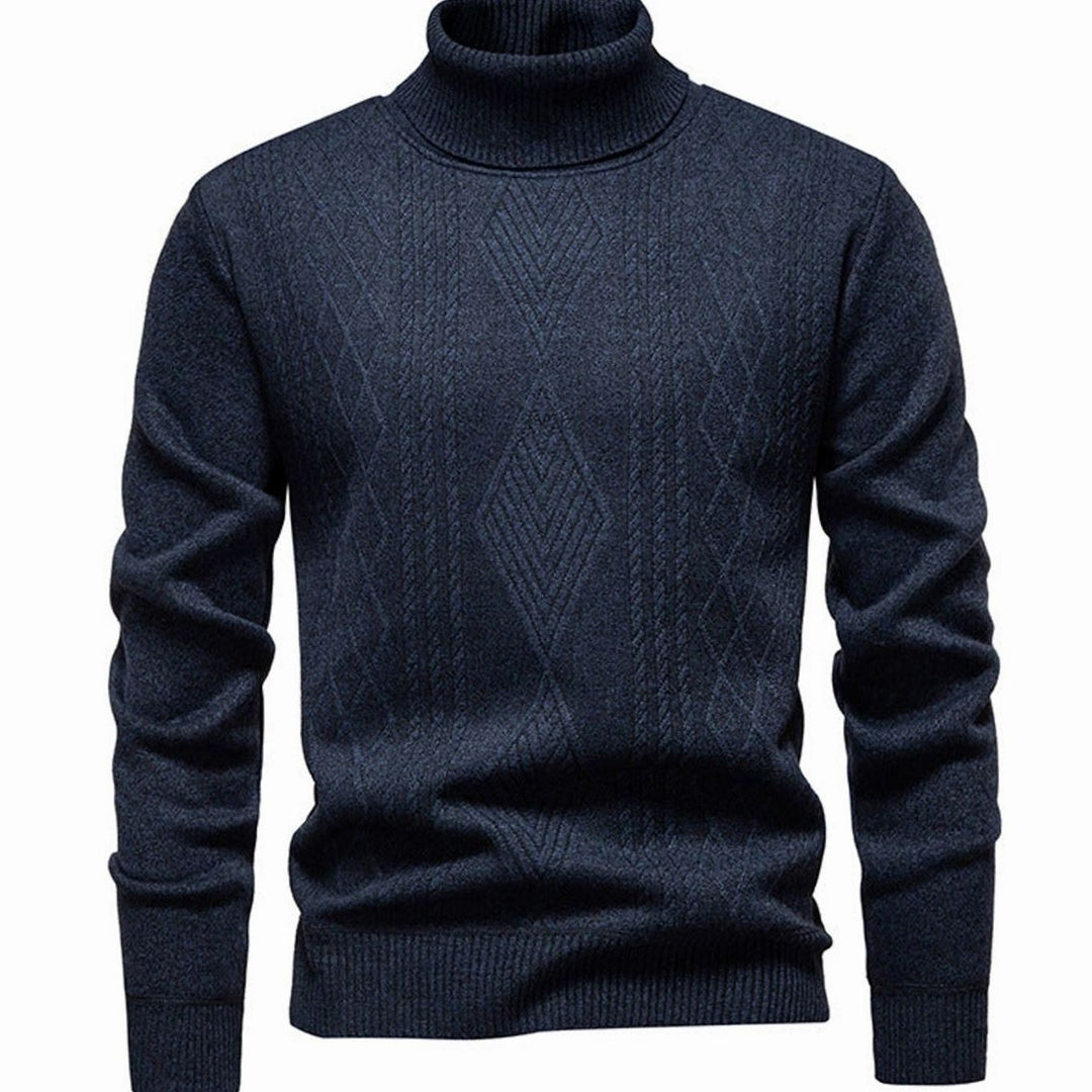 Heren Slanke Rolkraag Kabelgebreide Pullover - Donkergrijs