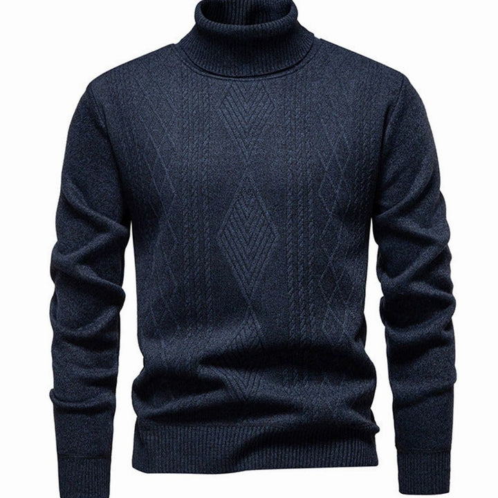 Heren Slanke Rolkraag Kabelgebreide Pullover - Donkergrijs