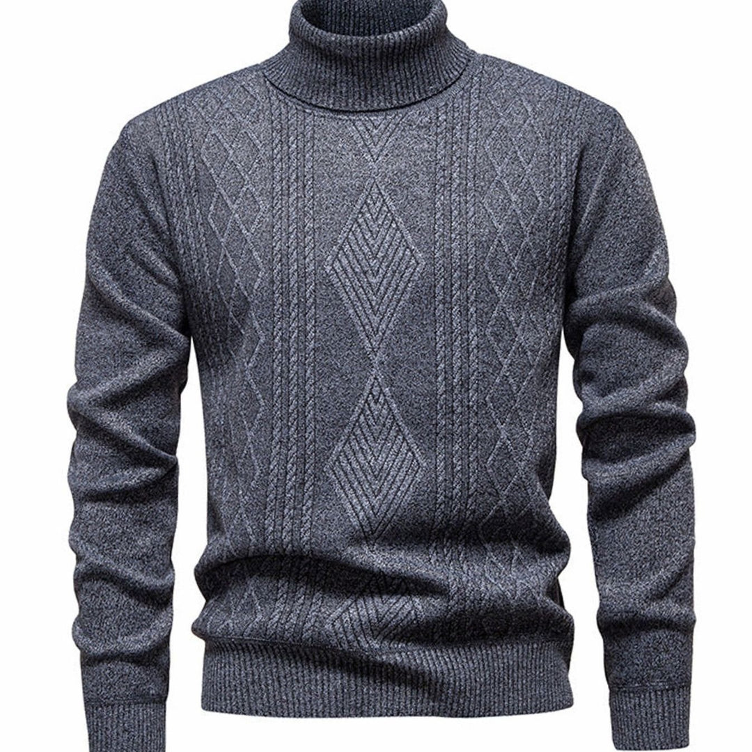 Heren Slanke Rolkraag Kabelgebreide Pullover - Lichtgrijs
