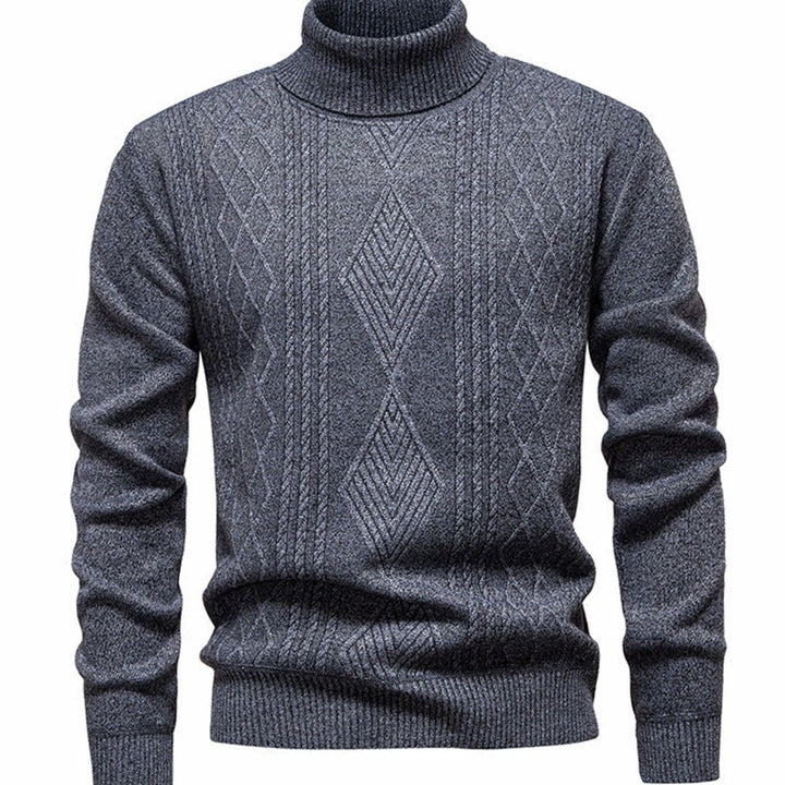 Heren Slanke Rolkraag Kabelgebreide Pullover - Lichtgrijs