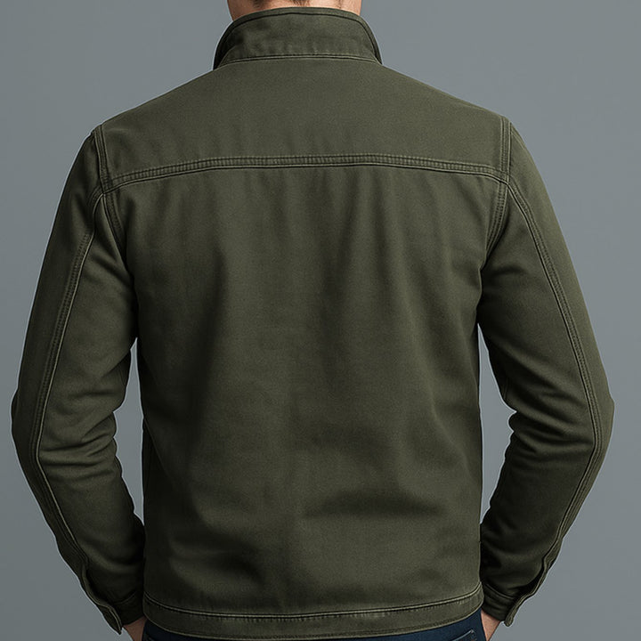 Heren Slim-Fit Bomberjack Staande Kraag Dubbele Ritszakken