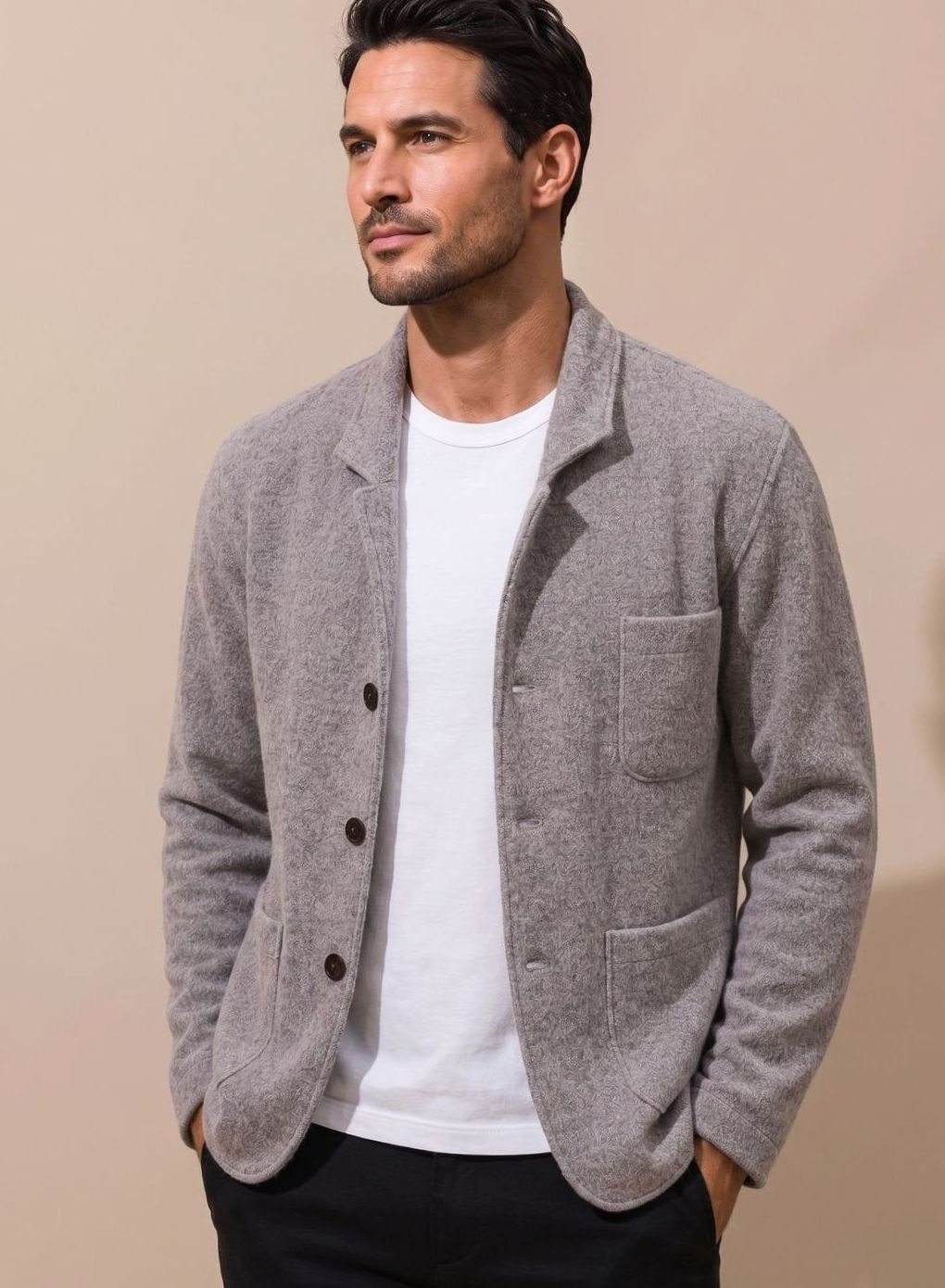 Heren Slim Fit Gebreide Cardigan met Knoopsluiting - Grijs