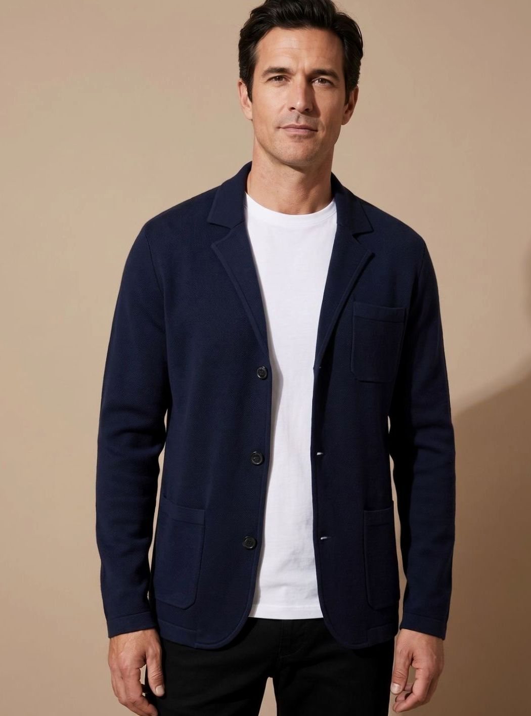 Heren Slim Fit Gebreide Cardigan met Knoopsluiting - Blauw
