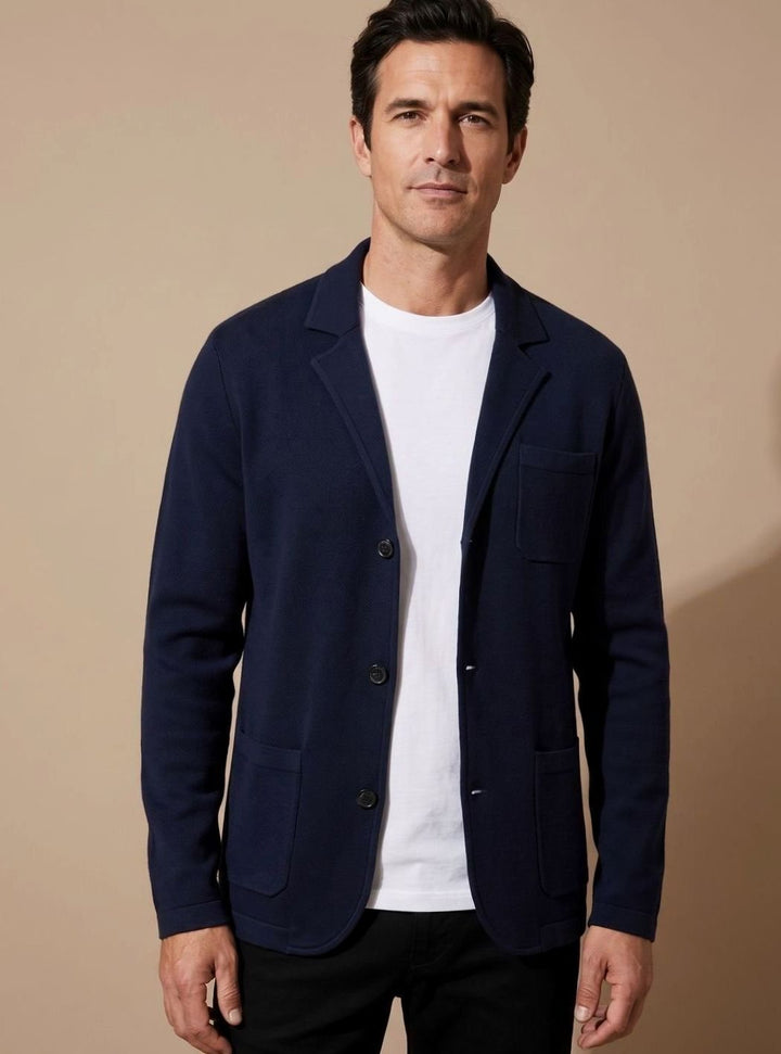 Heren Slim Fit Gebreide Cardigan met Knoopsluiting - Blauw