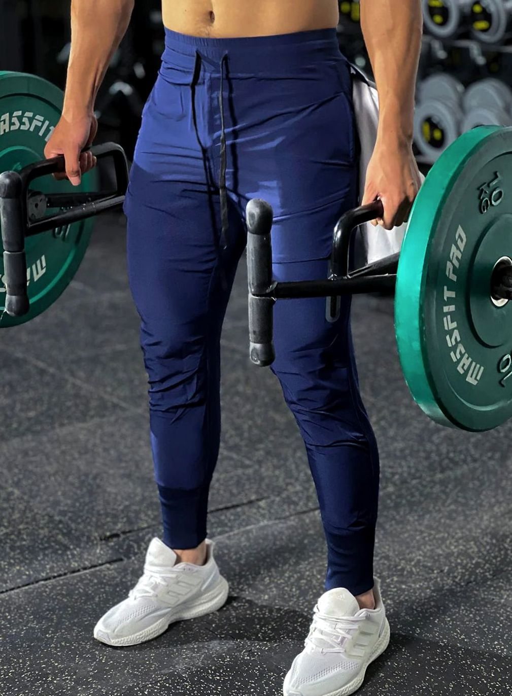 Heren Slim-Fit Jogger Pantalon Heren met Ritszakken - Blauw