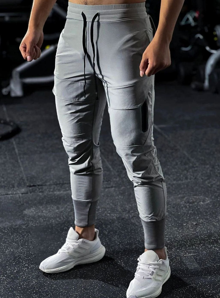 Heren Slim-Fit Jogger Pantalon Heren met Ritszakken - Grijs