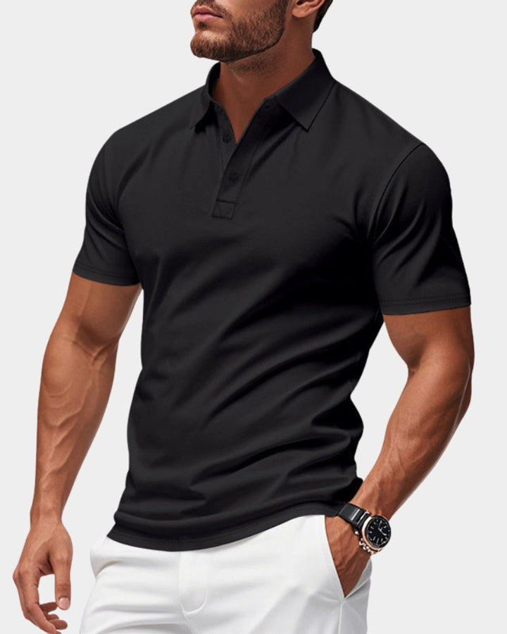 Heren Slim-Fit Korte Mouw Klassiek Poloshirt - Zwart