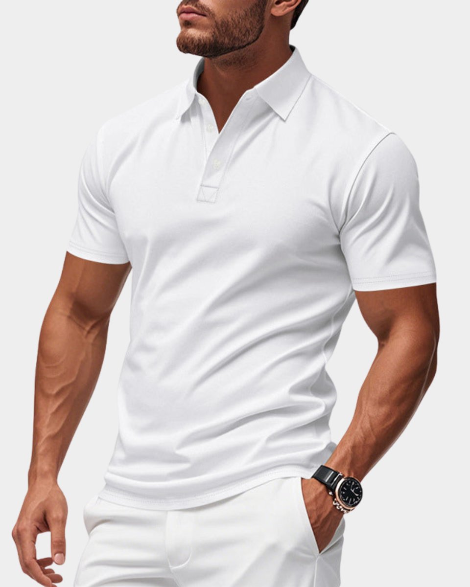 Heren Slim-Fit Korte Mouw Klassiek Poloshirt - Wit