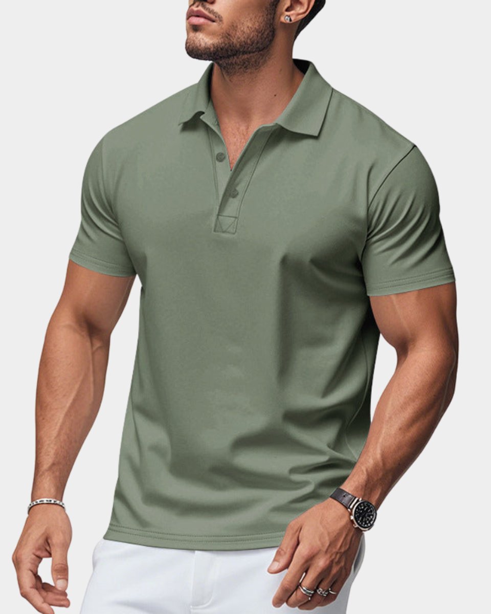 Heren Slim-Fit Korte Mouw Klassiek Poloshirt - Groen