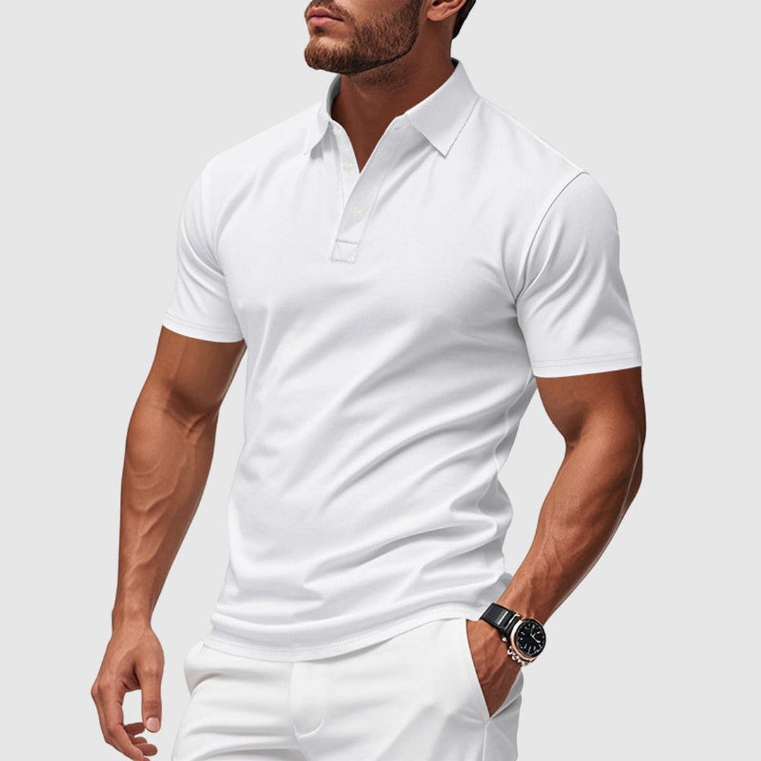 Heren Slim-Fit Kortemouw Poloshirt met Knoopsluiting - Wit