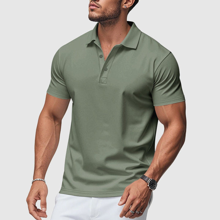 Heren Slim-Fit Kortemouw Poloshirt met Knoopsluiting - Groen