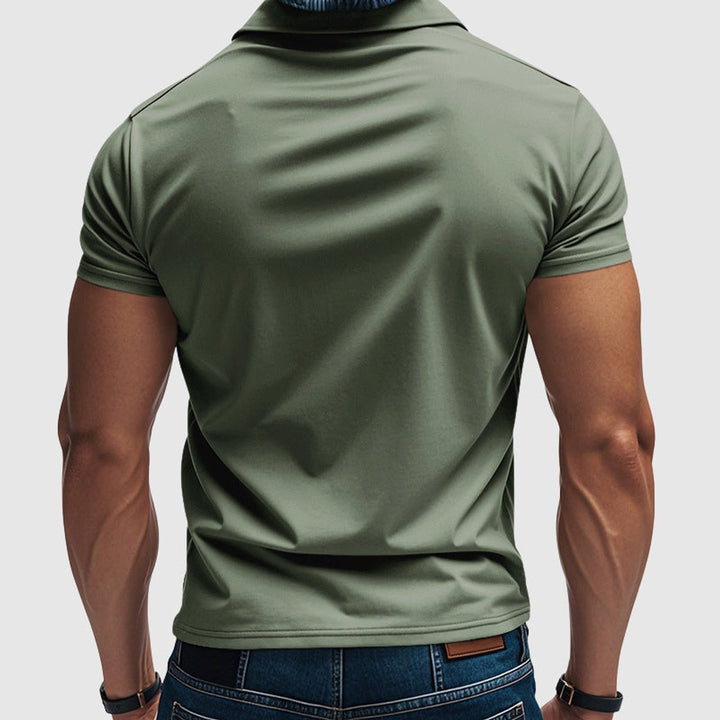 Heren Slim-Fit Kortemouw Poloshirt met Knoopsluiting