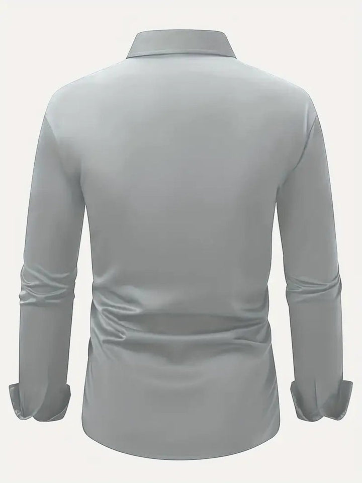 Heren Slim-Fit Kreukvrij Zakelijk Overhemd Lange Mouw