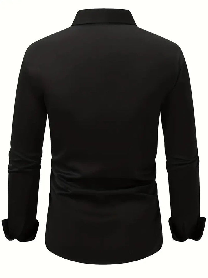 Heren Slim-Fit Kreukvrij Zakelijk Overhemd Lange Mouw