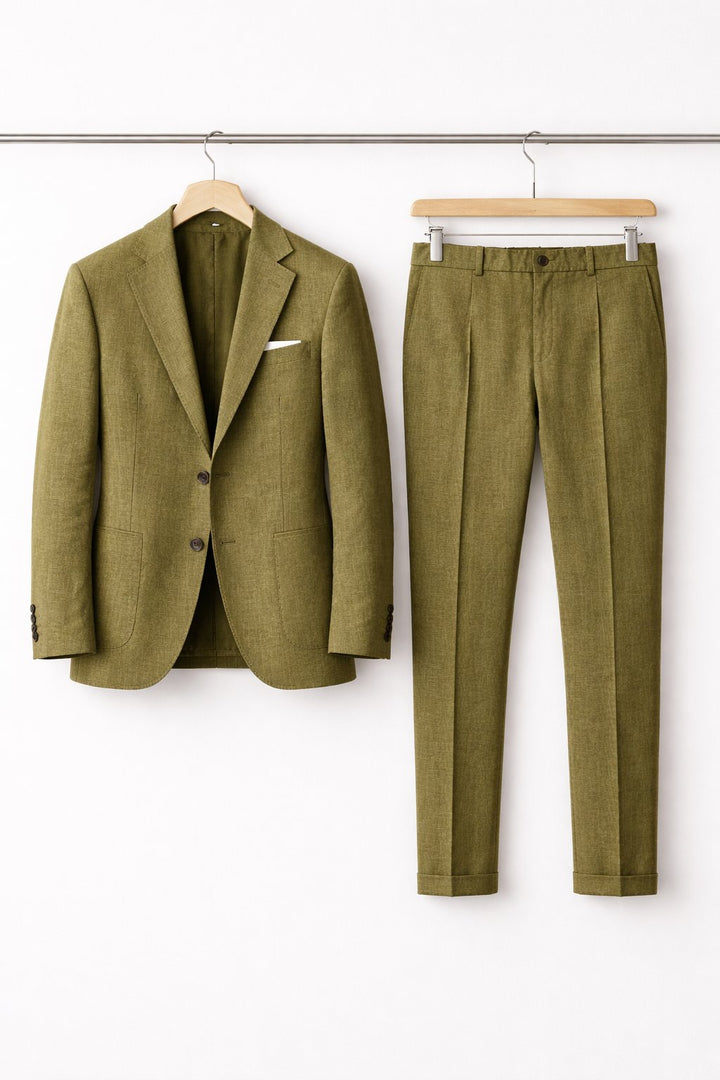 Heren Slim-Fit Nylon Two-Piece Set Pak - Olive Green