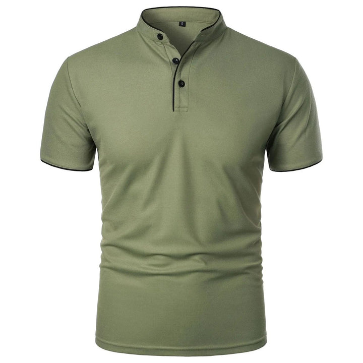 Heren Slim-Fit Stehkragen Poloshirt Korte Mouwen - Groen