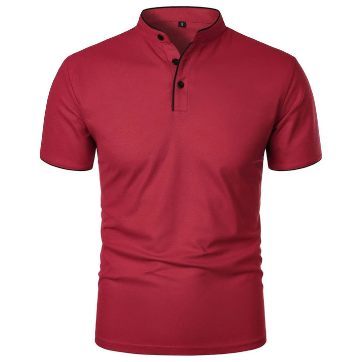 Heren Slim-Fit Stehkragen Poloshirt Korte Mouwen - Rood