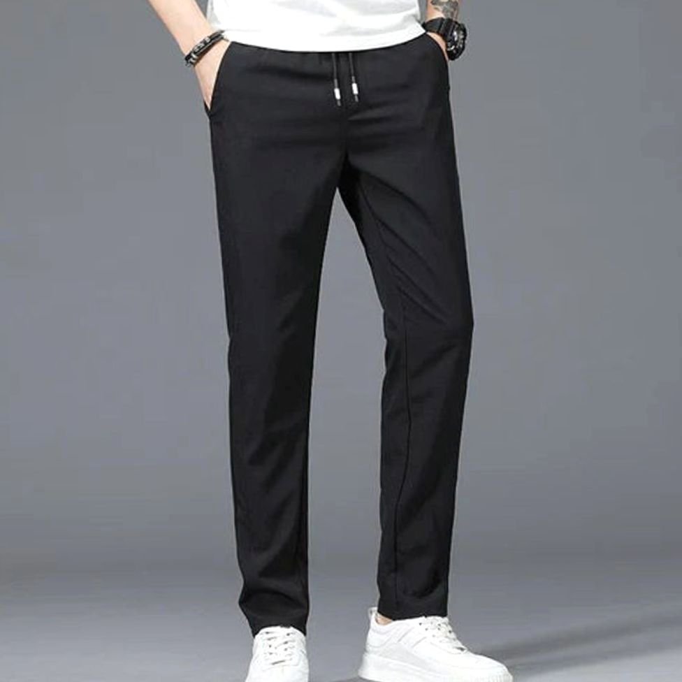 Heren Slim-Fit Stretch Pantalon met Elastische Taille en Steekzakken