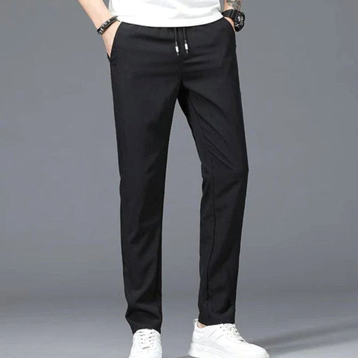 Heren Slim-Fit Stretch Pantalon met Elastische Taille en Steekzakken
