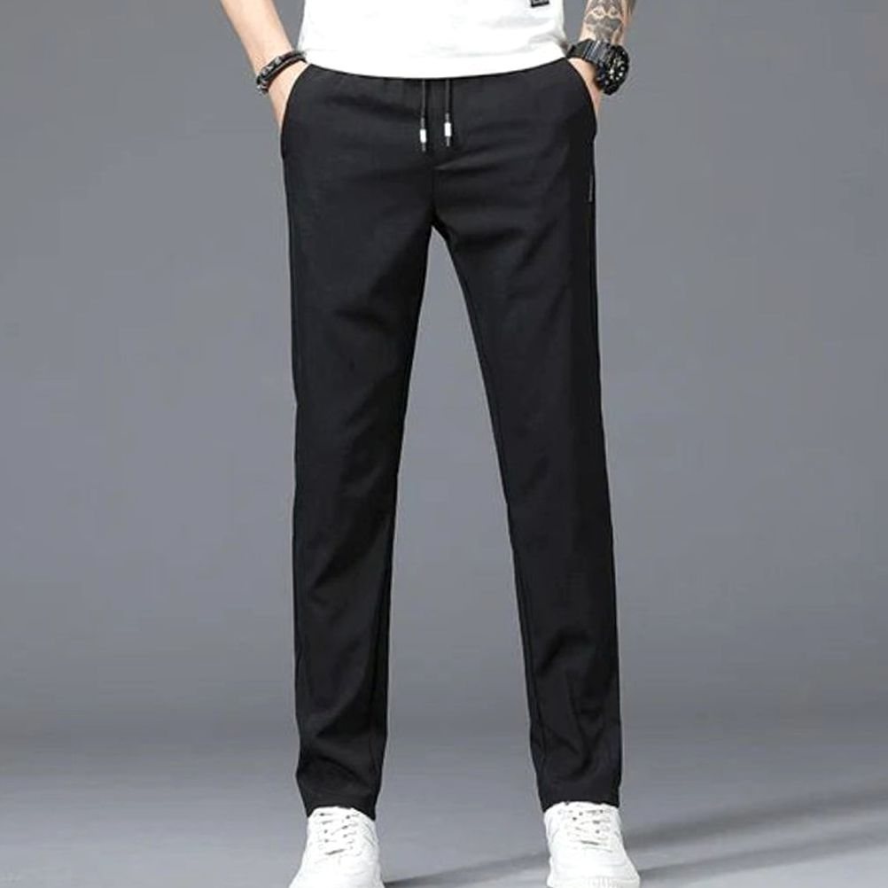 Heren Slim-Fit Stretch Pantalon met Elastische Taille en Steekzakken