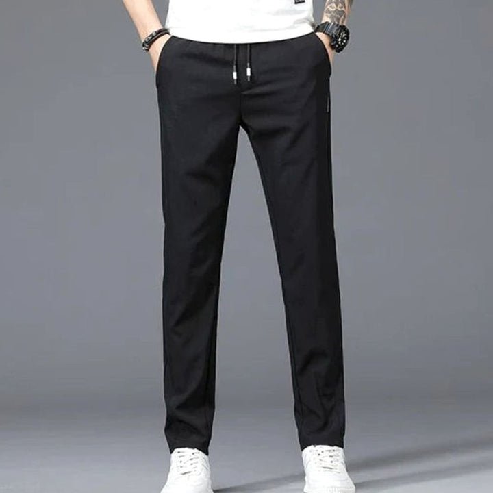 Heren Slim-Fit Stretch Pantalon met Elastische Taille en Steekzakken