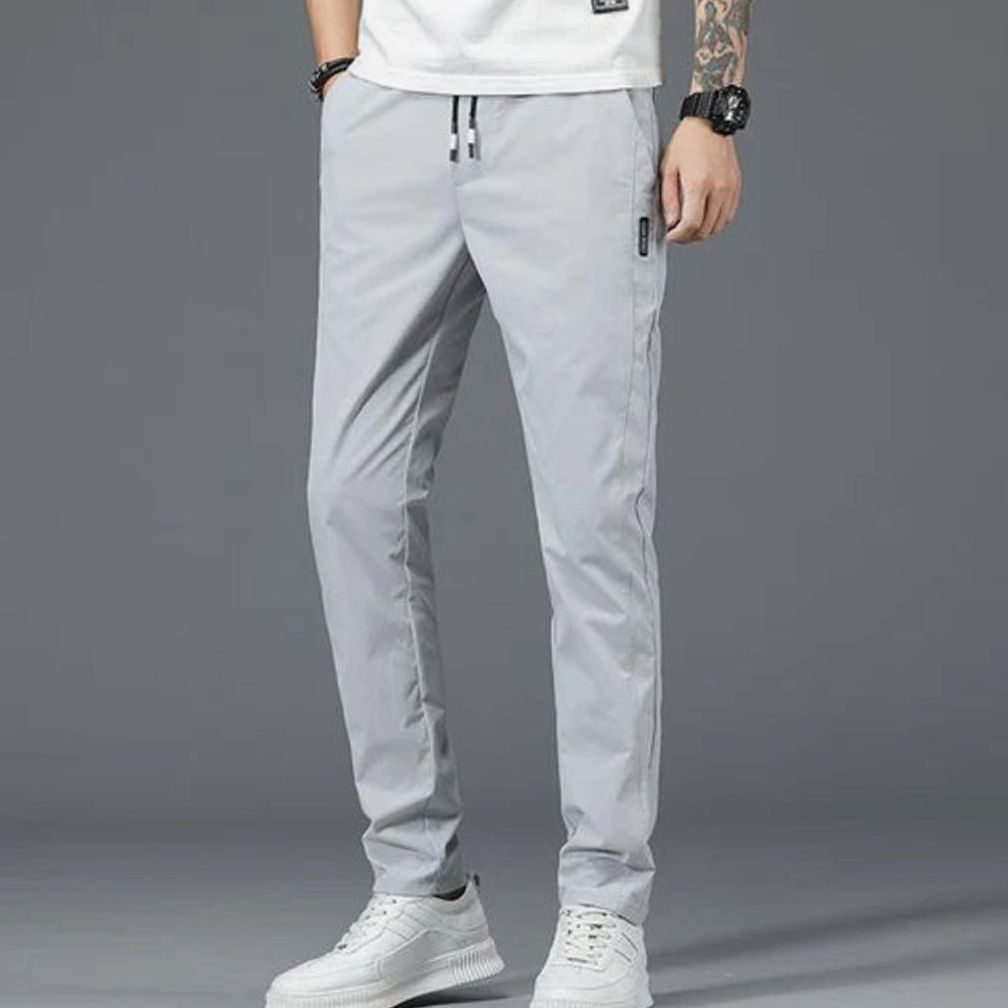 Heren Slim-Fit Stretch Pantalon met Elastische Taille en Steekzakken