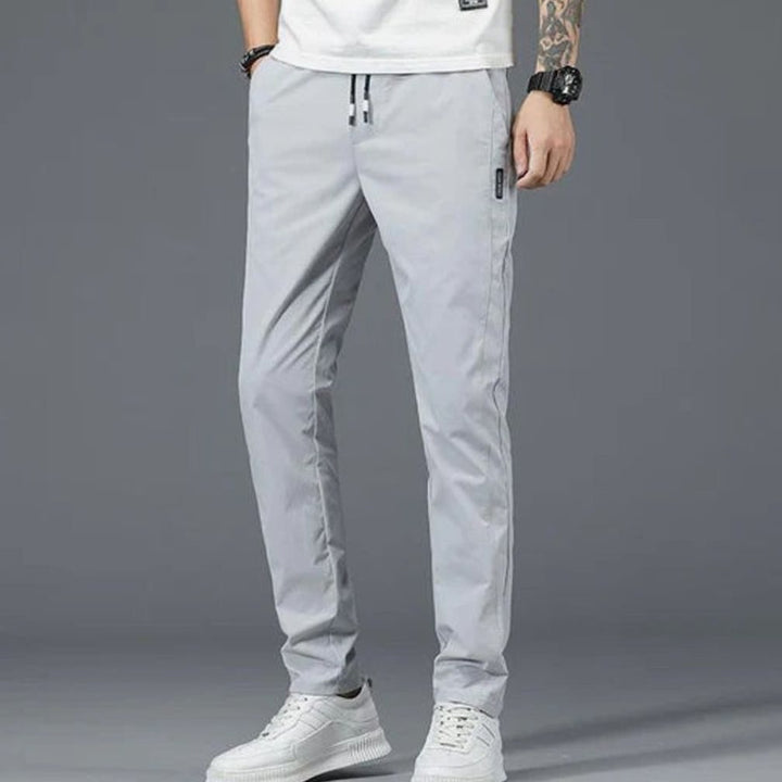 Heren Slim-Fit Stretch Pantalon met Elastische Taille en Steekzakken