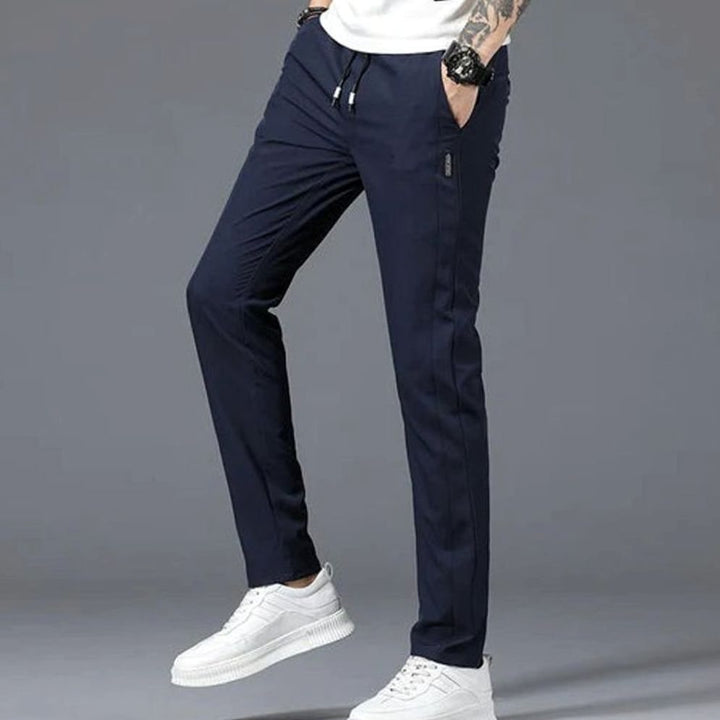 Heren Slim-Fit Stretch Pantalon met Elastische Taille en Steekzakken