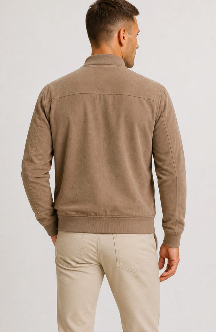 Heren Slim Fit Suède-Look Bomberjack met Ritssluiting