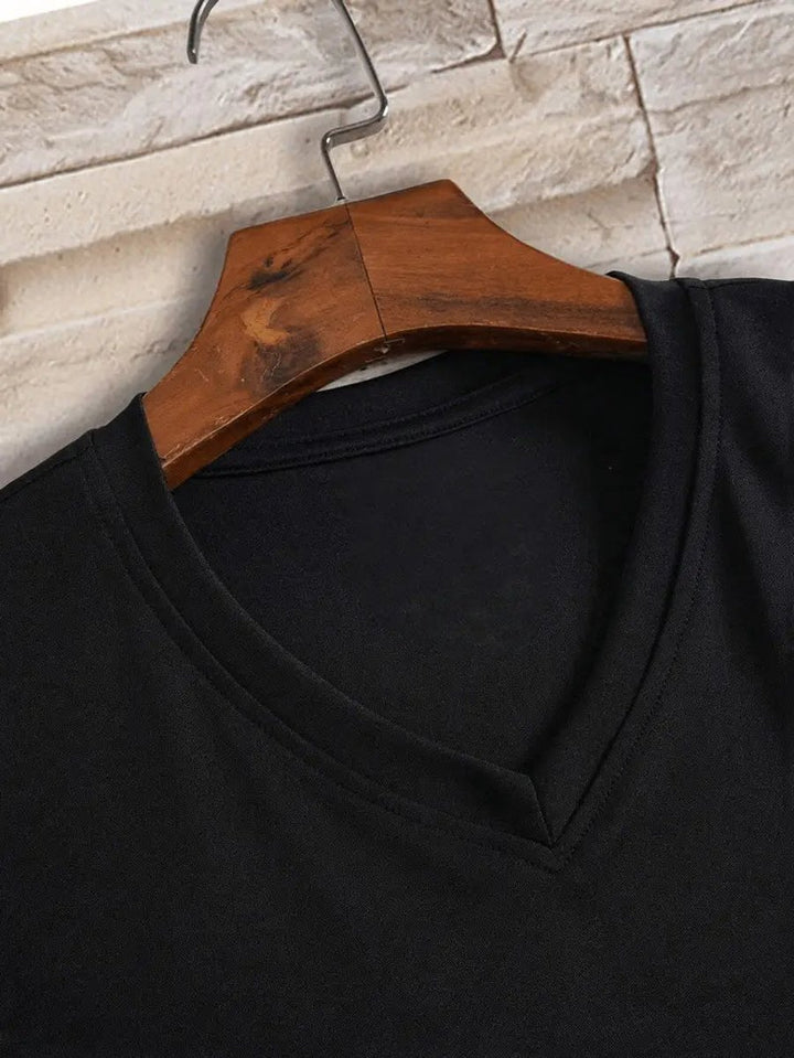 Heren Slim-Fit V-hals Katoenen Korte Mouw T-shirt