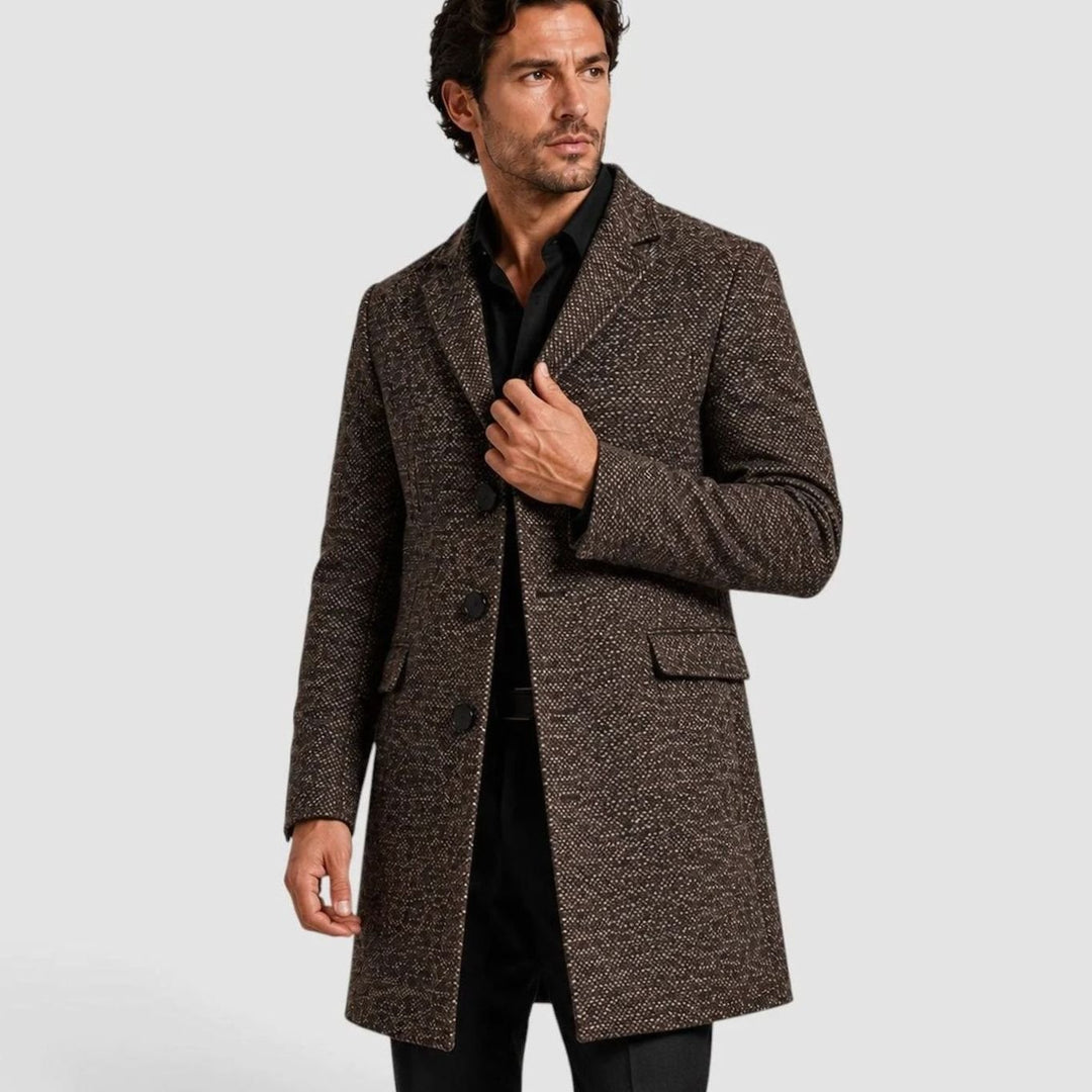 Heren Slim-Fit Wollen Jas Single-Breasted Overjas