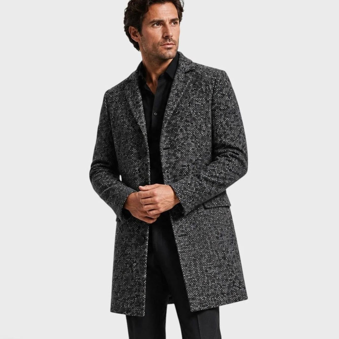 Heren Slim-Fit Wollen Jas Single-Breasted Overjas