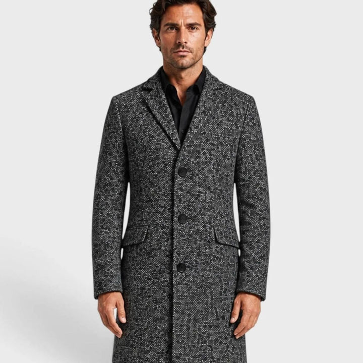 Heren Slim-Fit Wollen Jas Single-Breasted Overjas - Donkergrijs