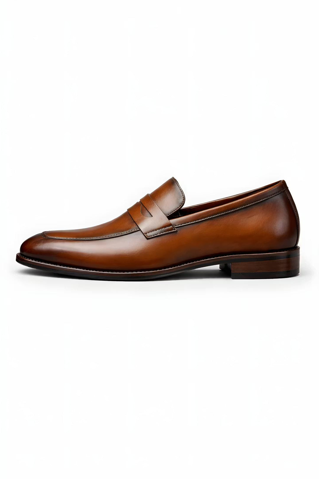 Heren Slip-On Penny Loafers Gepolijst Leren Look - Brown
