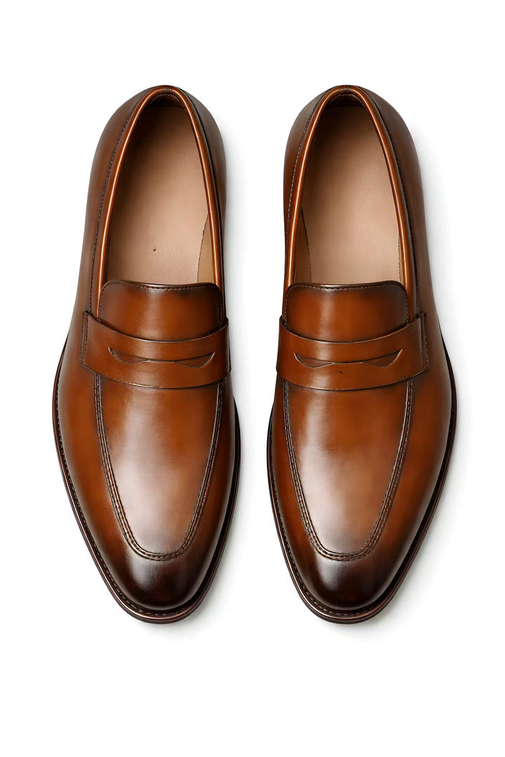 Heren Slip-On Penny Loafers Gepolijst Leren Look